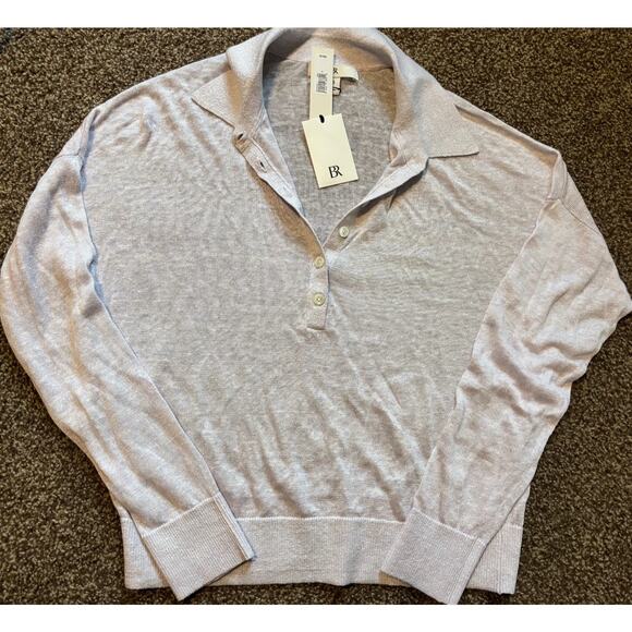Banana Republic Sweaters - NWT BANANA REPUBLIC $80 Linen Blend 3/4 JOHNNY-COLLAR, Perfumed Lilac, Sz S